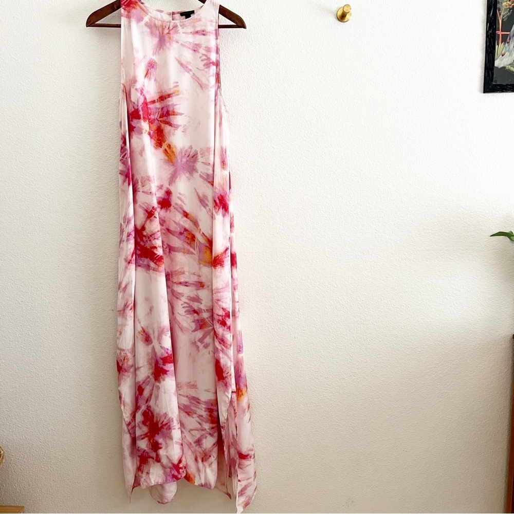 Ann Taylor Pink and Red Watercolor Maxi Dress